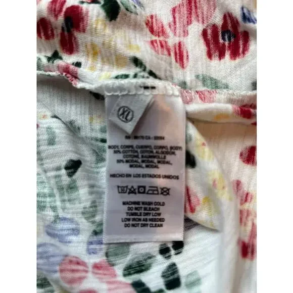 Anthropologie T.La Tunic Top Womens XL Floral Classic V Neck Short Sleeve Boho - Picture 13 of 13